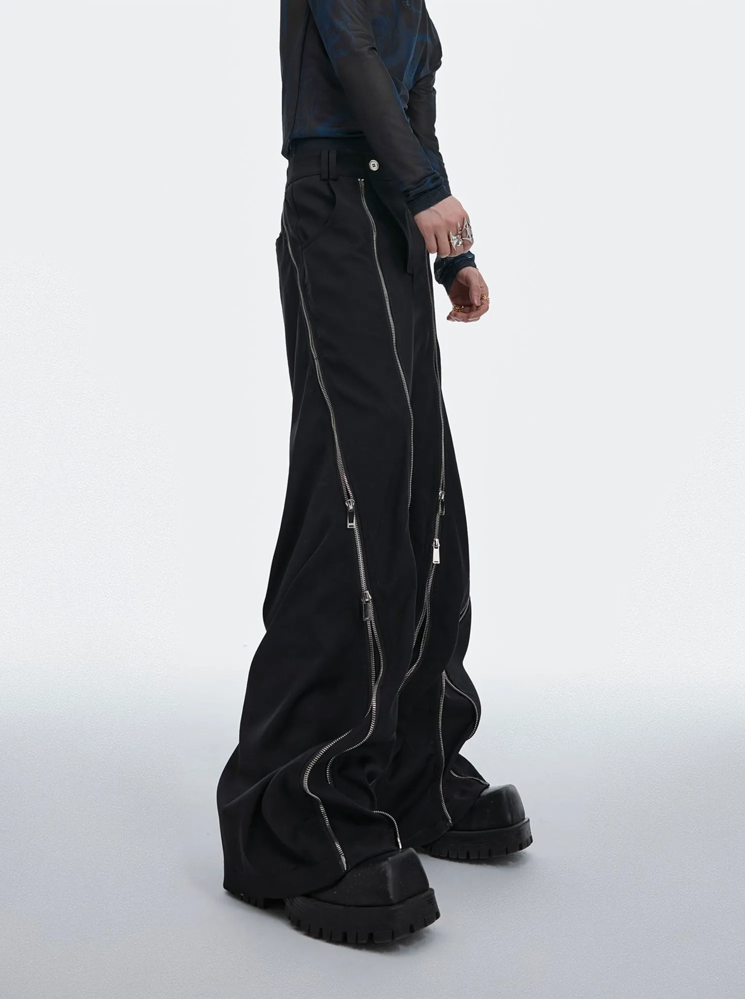 【24s July.】Pioneer Deconstructed Metal Zipper Tailored Pants