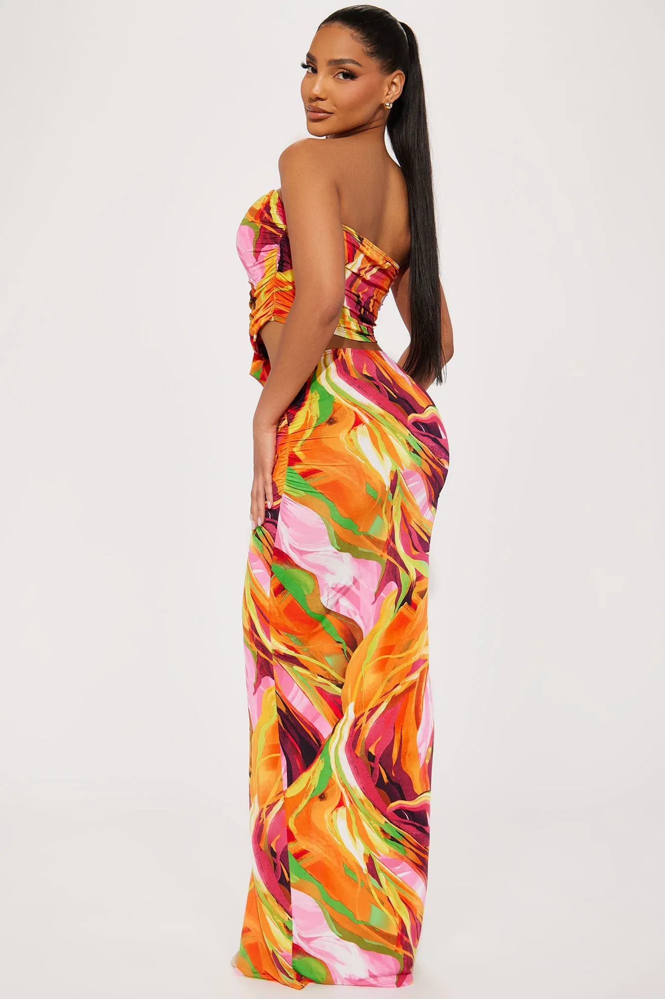 All The Right Angles Skirt Set - Orange/combo