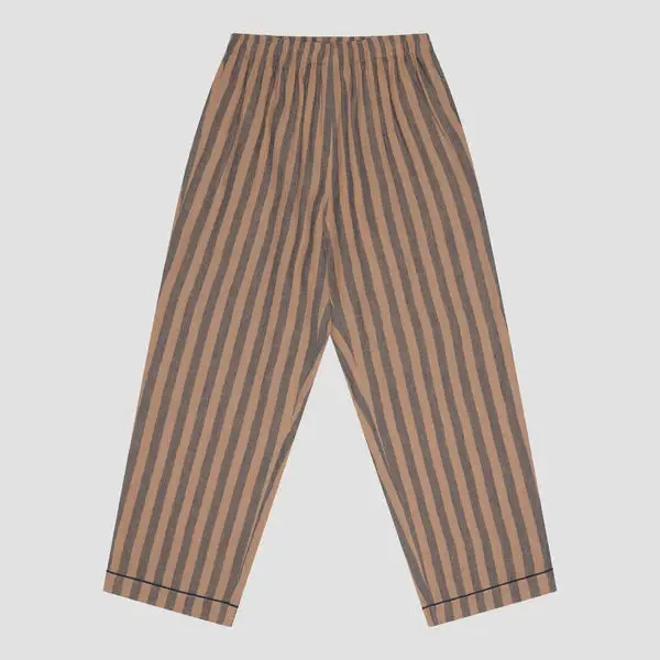 Blue & Porcini Striped Tencel Linen Blend Men's Pyjama Trouser