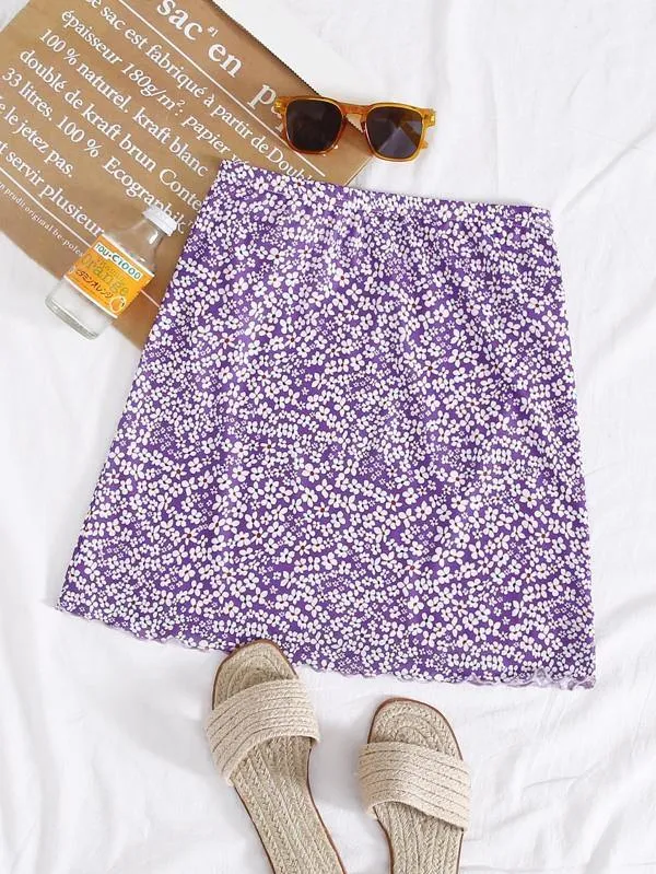 Lettuce Trim Ditsy Floral Mesh Skirt