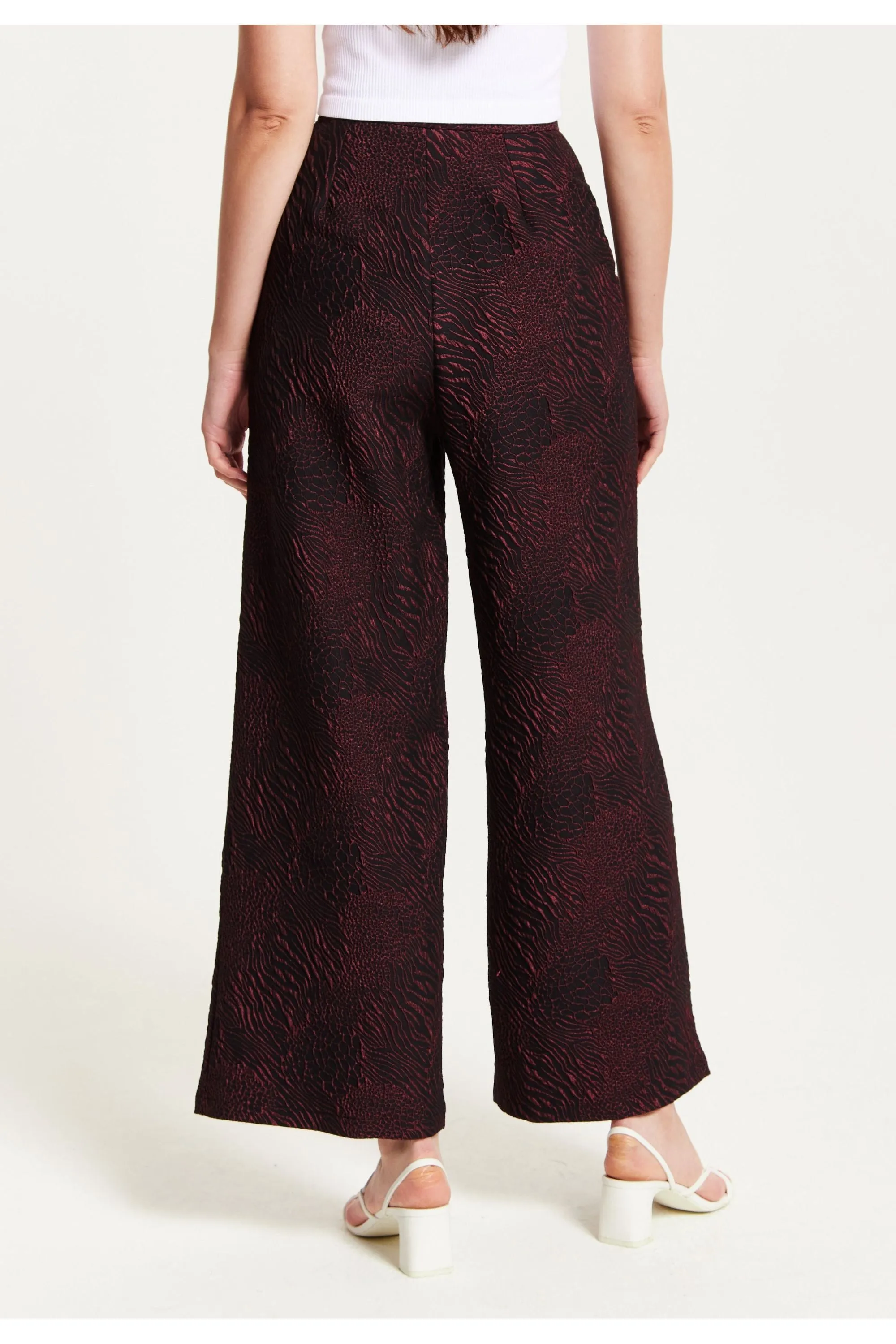 Liquorish Wine Wide Leg Trousers