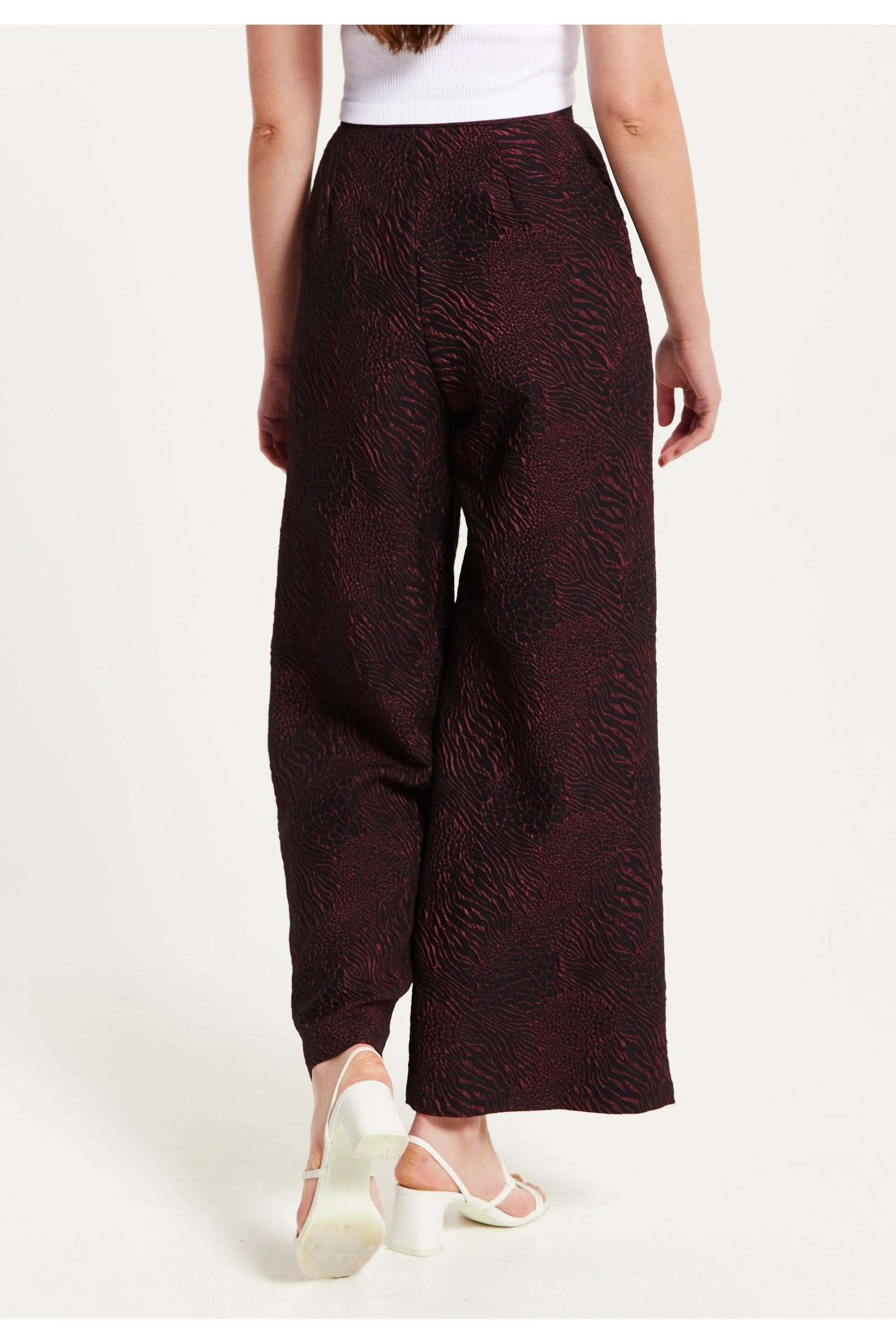 Liquorish Wine Wide Leg Trousers
