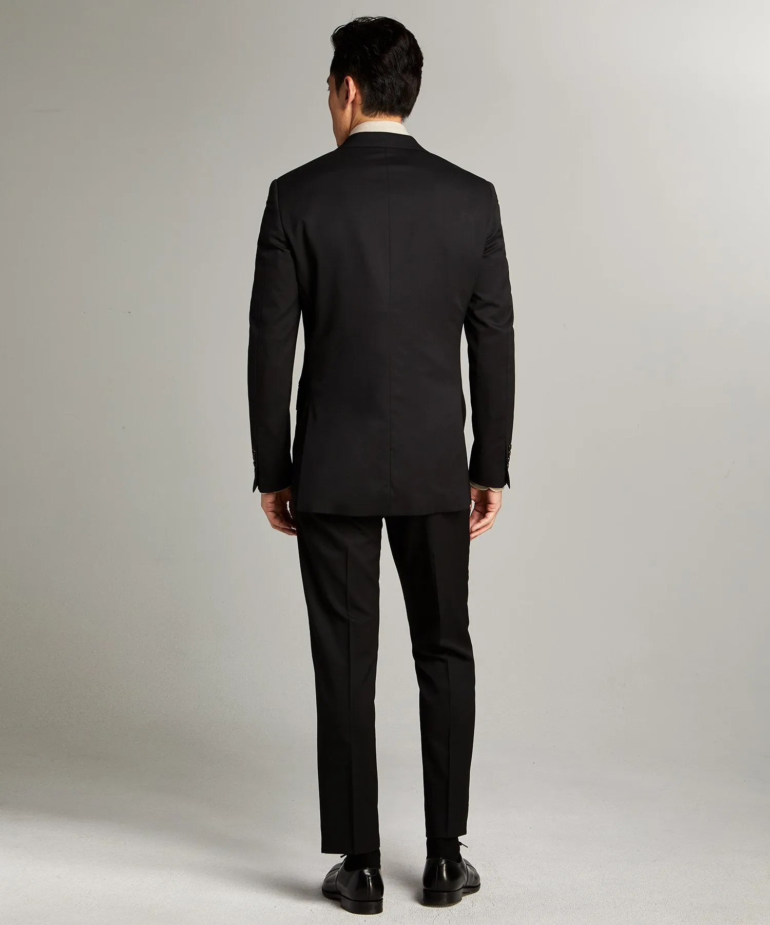 Sutton Suit Jacket in Italian Natural Stretch Black Wool