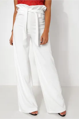 Zia White Wide Leg Trousers